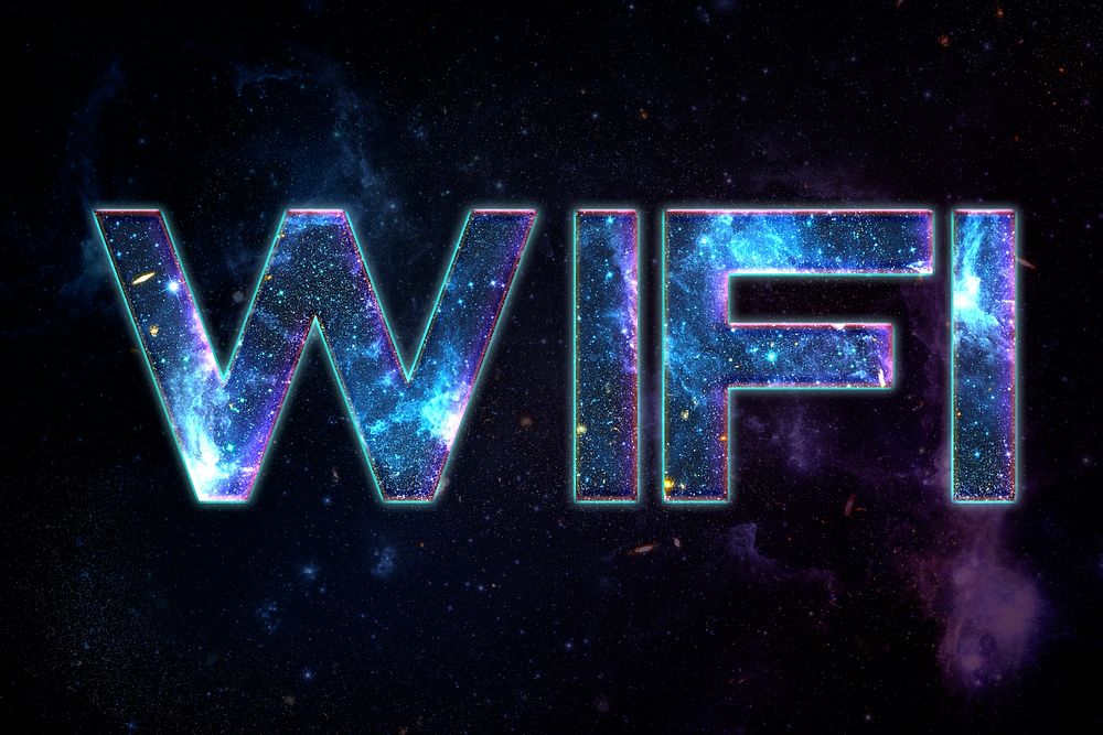 WIFI word typography text on galaxy background
