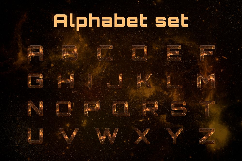 Alphabet set stellar typography psd