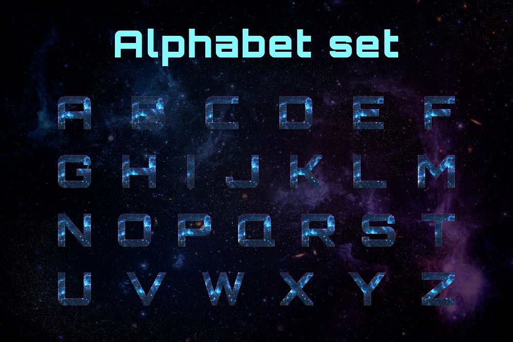 Alphabet set stellar typography psd