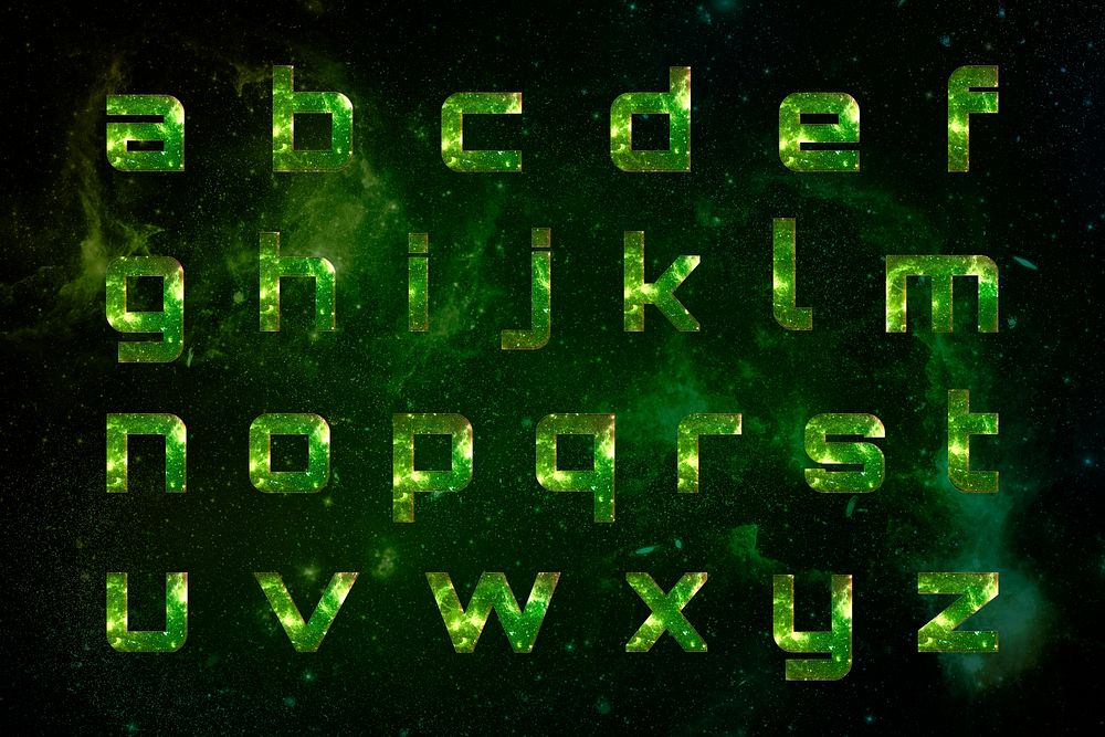 Alphabet psd set galaxy typography