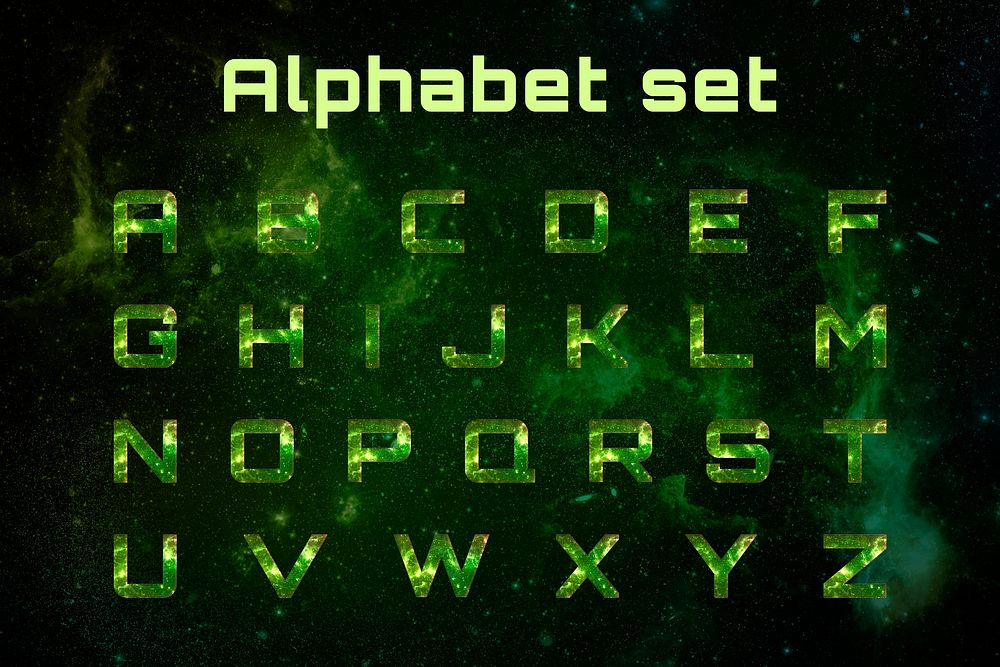 Alphabet galaxy set typography psd