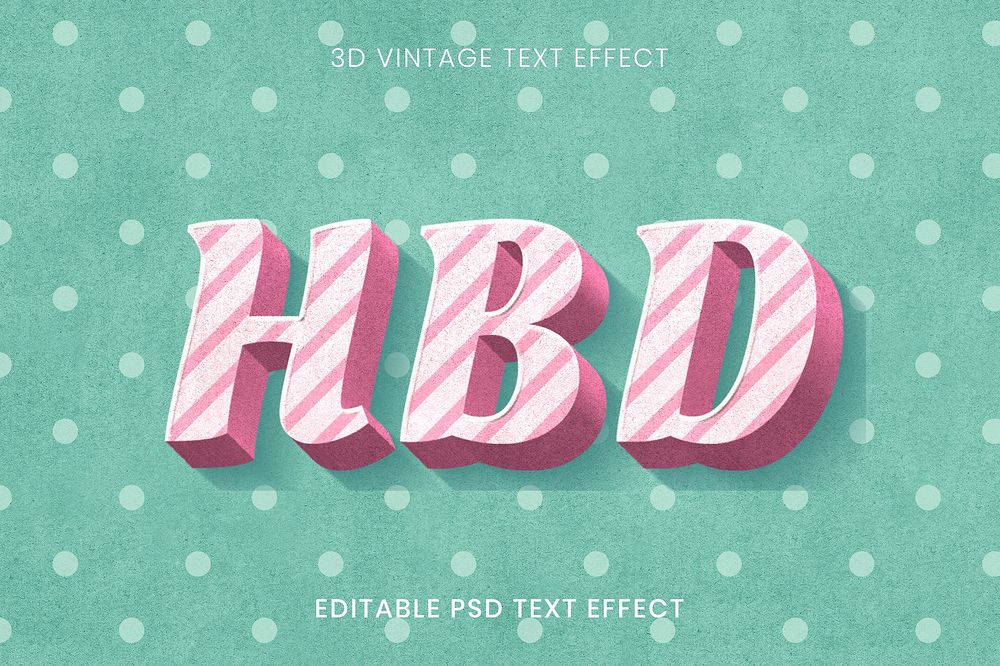 Candy cane editable text effect template on polka dot background