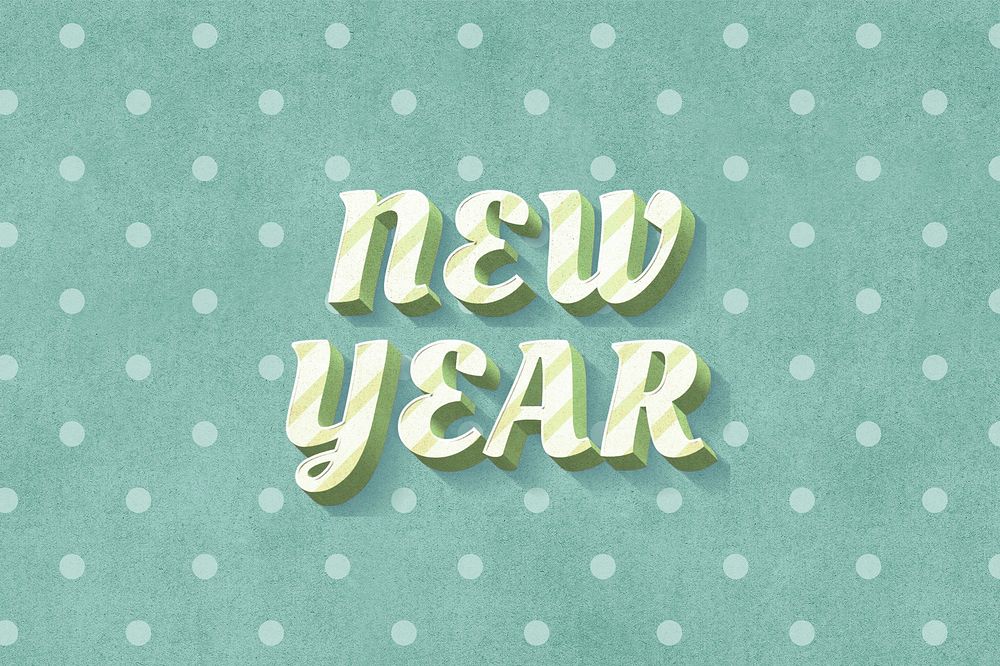 New year word striped font typography