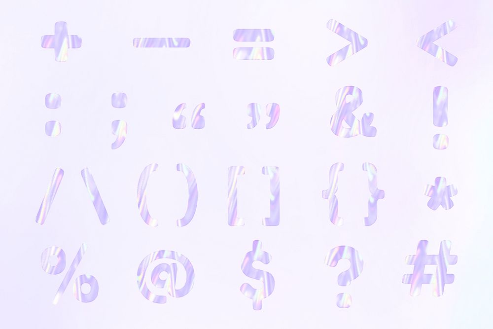 Holographic psd symbols sticker pastel purple collection