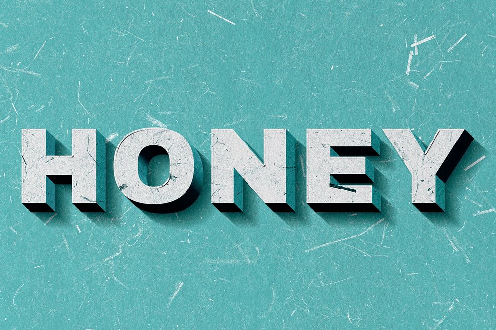Honey green 3D trendy word textured font typography