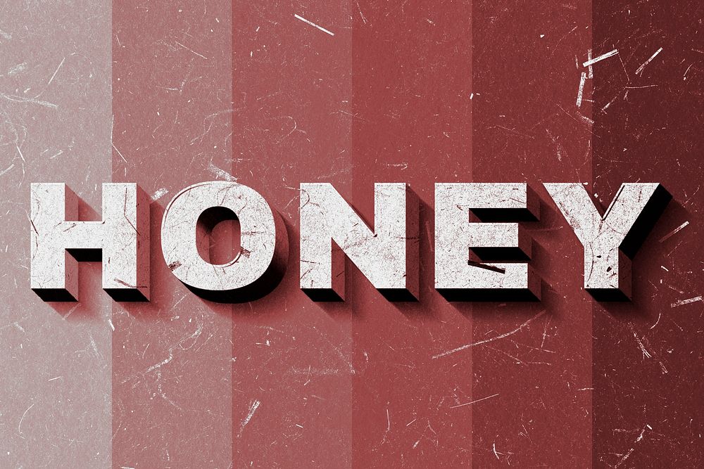 3D Honey red word paper font typography wallpaper