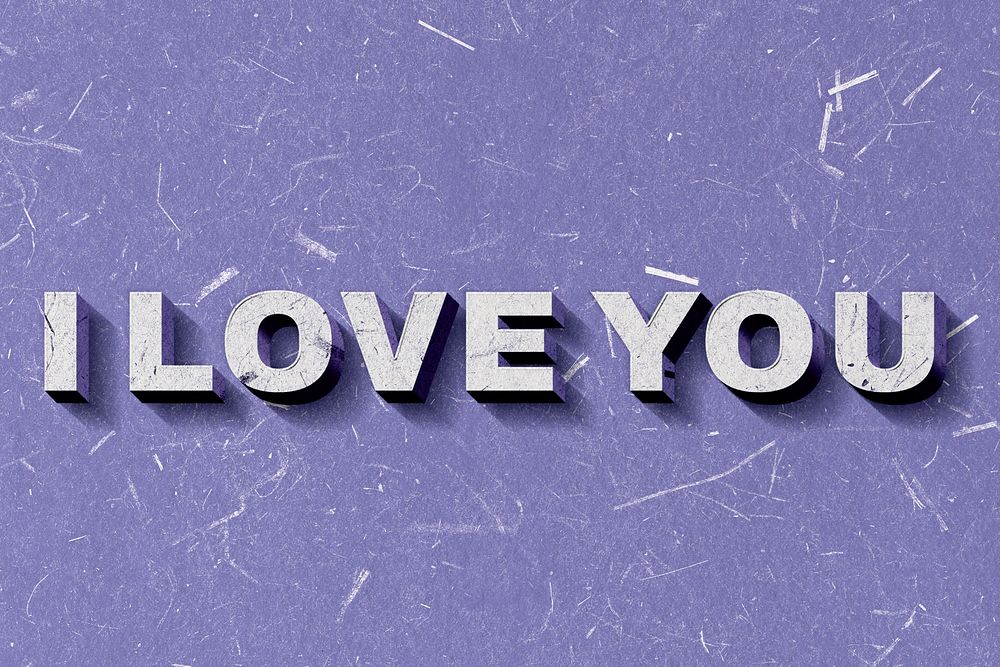 3D I Love You purple quote typography wallpaper