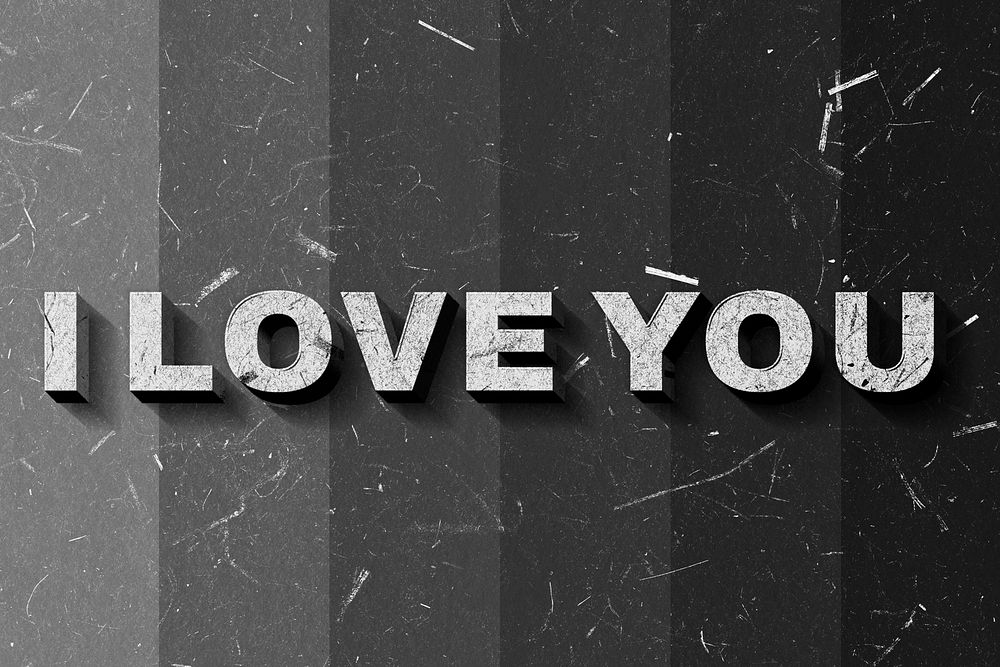 3D I Love You grayscale quote paper font typography wallpaper