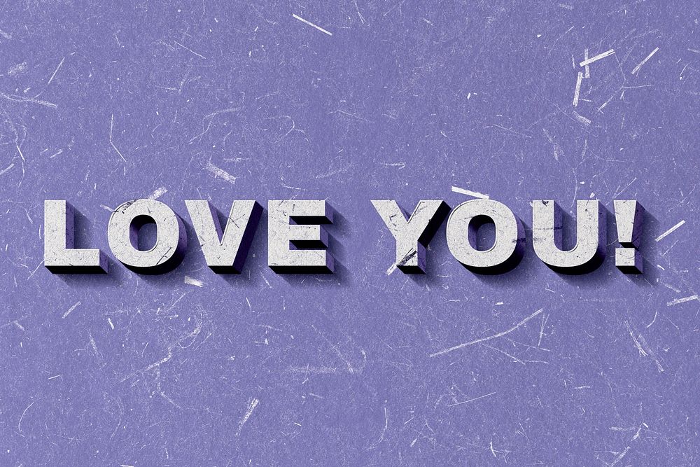 3D Love You! purple quote typography wallpaper