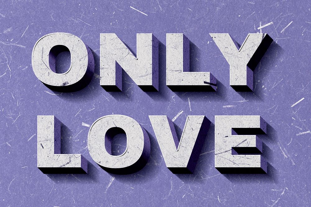 3D Only Love purple quote typography wallpaper