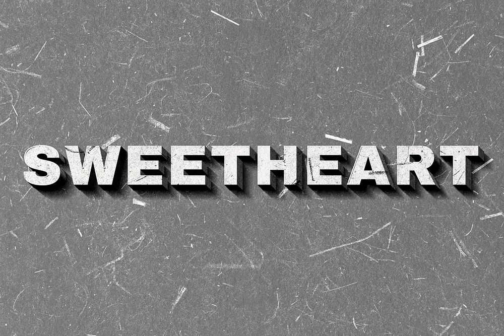 Sweetheart gray word on paper texture
