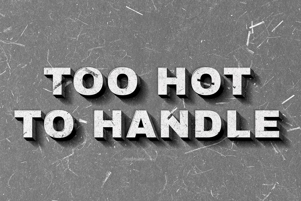 Gray Too Hot to Handle 3D paper font quote vintage