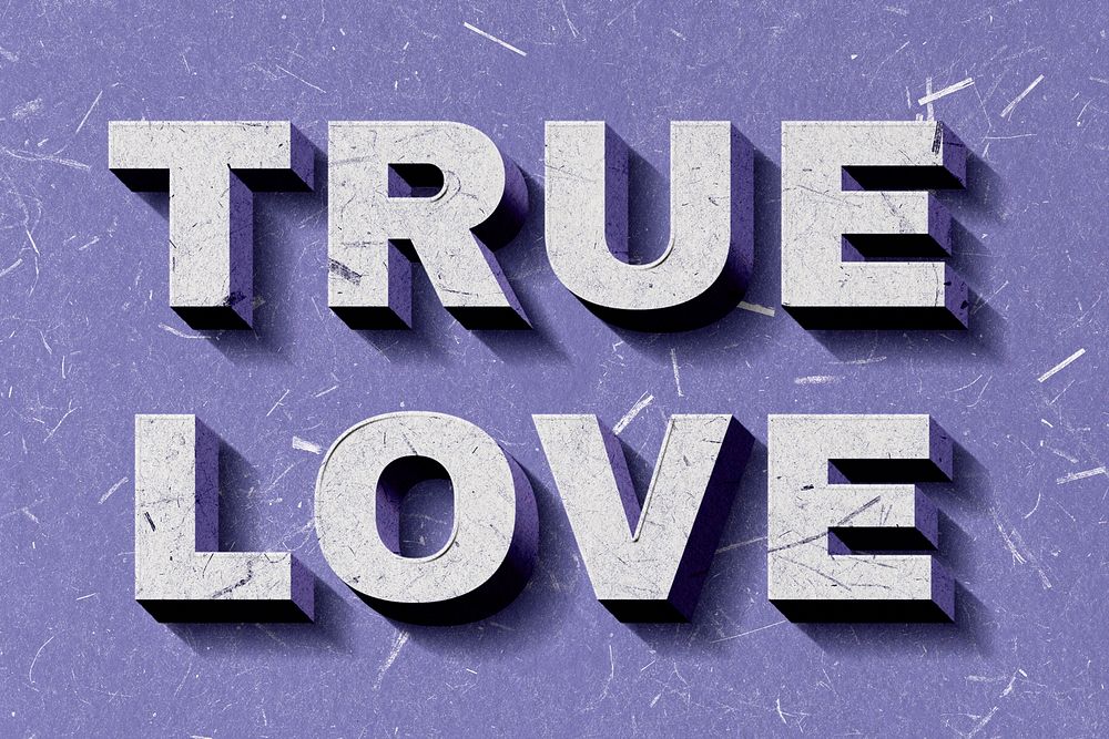 3D True Love purple quote typography wallpaper