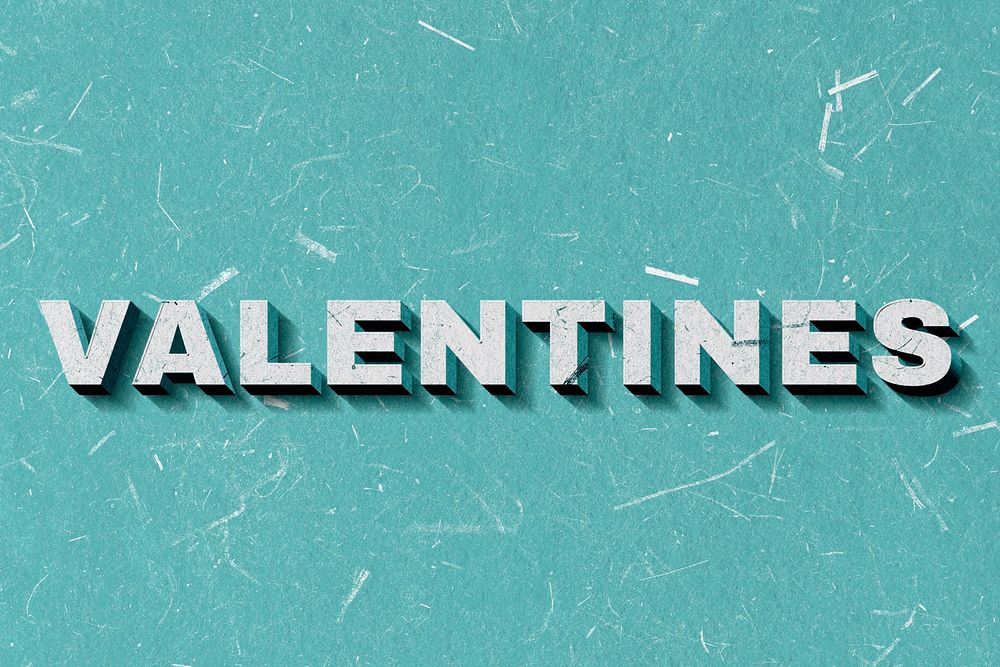 3D Valentines mint green word paper font typography