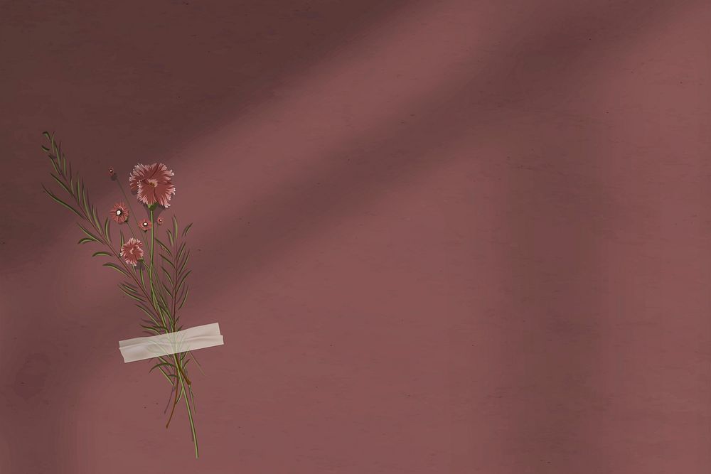 Red brown wall shadow background with flower 