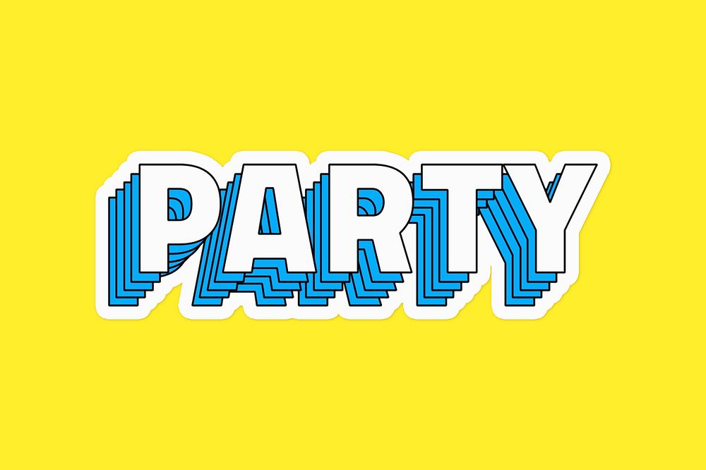 Party layered typography psd sticker