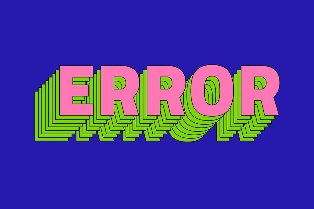 Error text retro vector layered typography