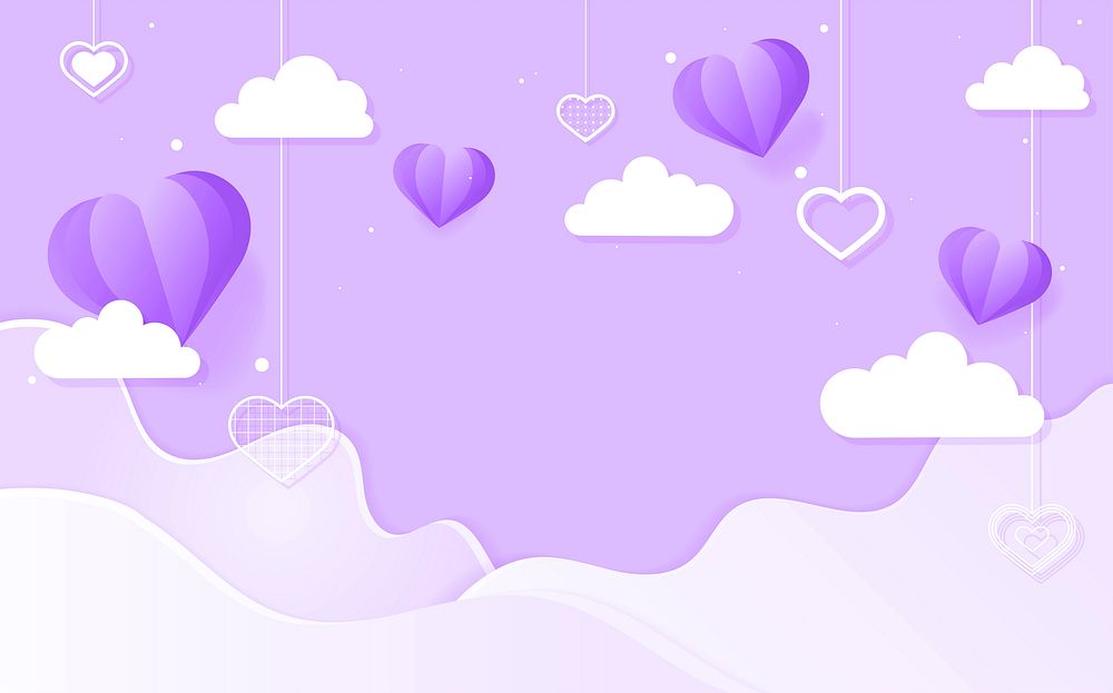 Background with purple danging hearts