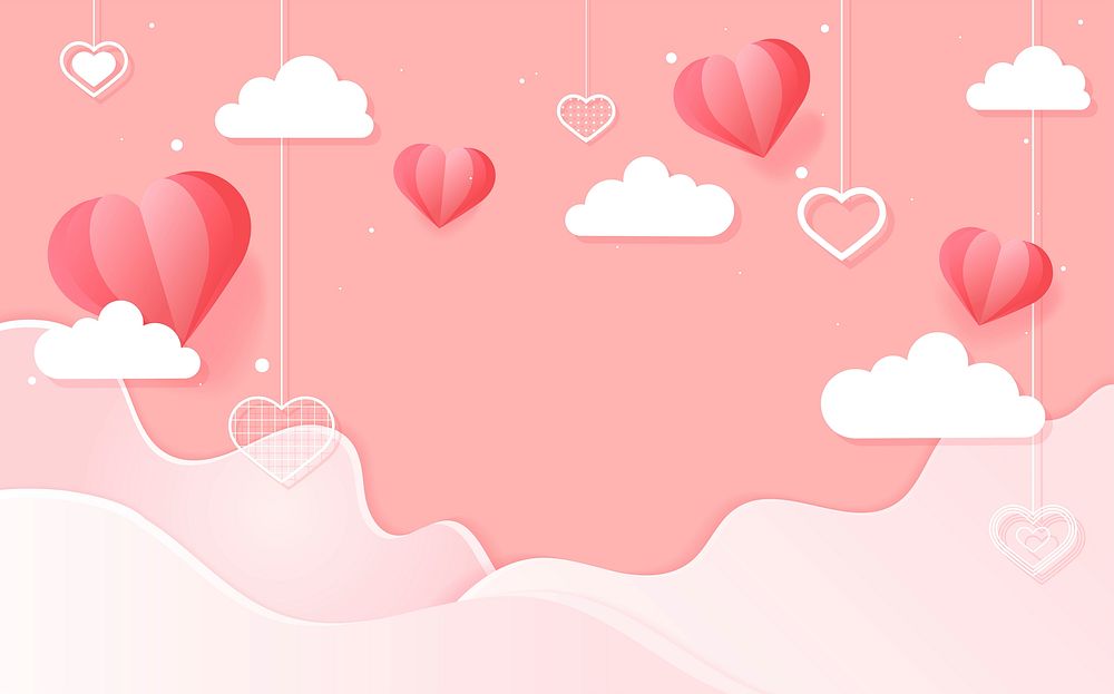 Pink background with hanging hearts