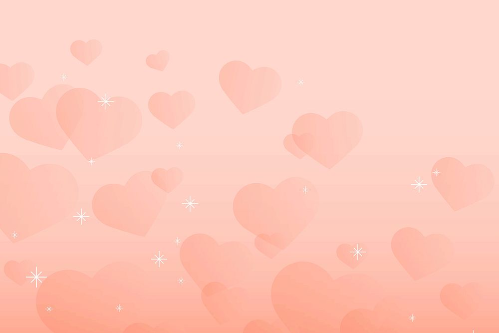 Sparkle heart pattern vector peach background
