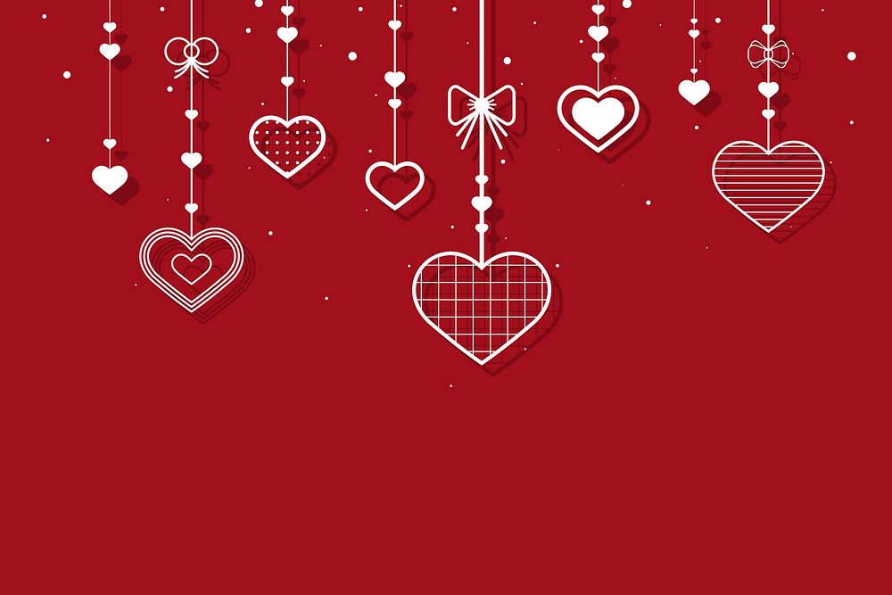Dangling hearts side border copy space
