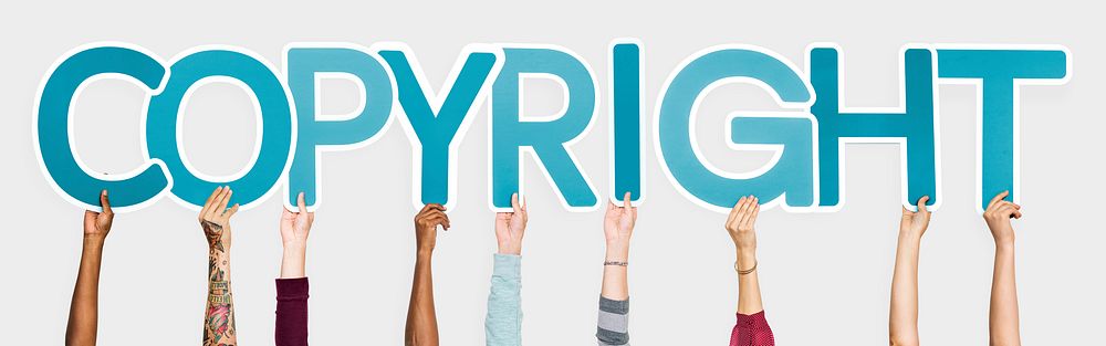 Blue letters forming the word copyright