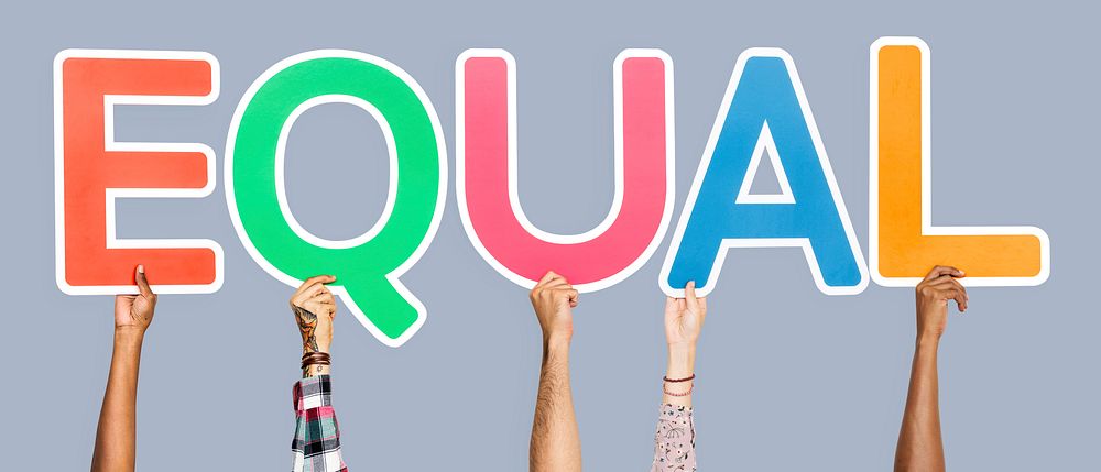 Colorful letters forming the word equal