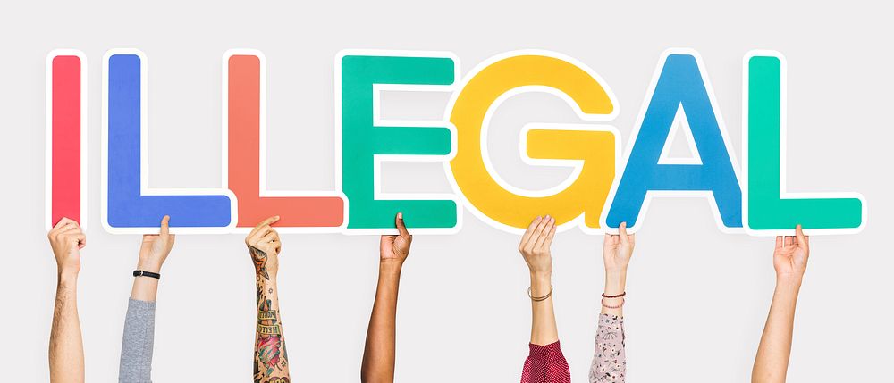 Colorful letters forming the word illegal