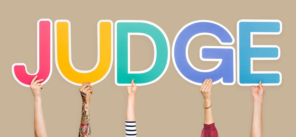 Colorful letters forming the word judge