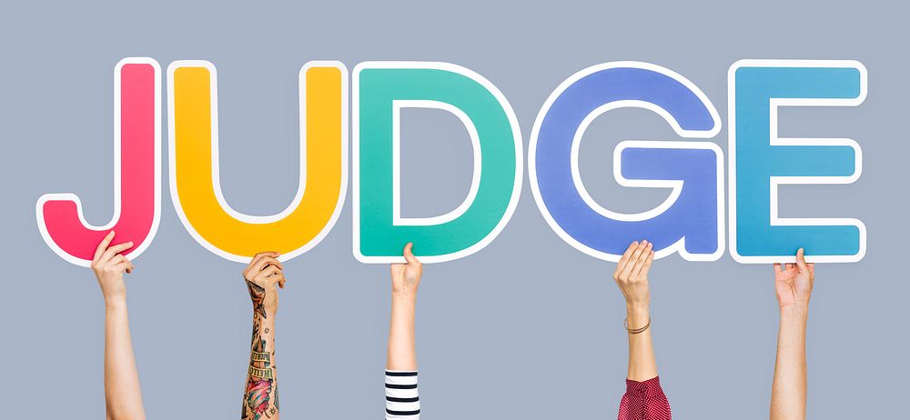 Colorful letters forming the word judge