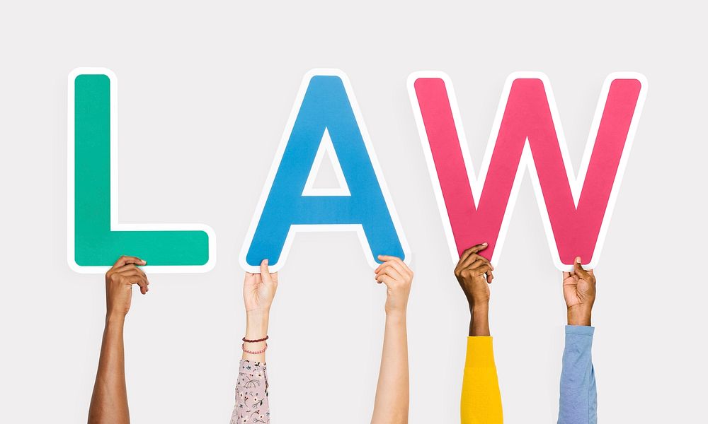 Colorful letters forming the word law