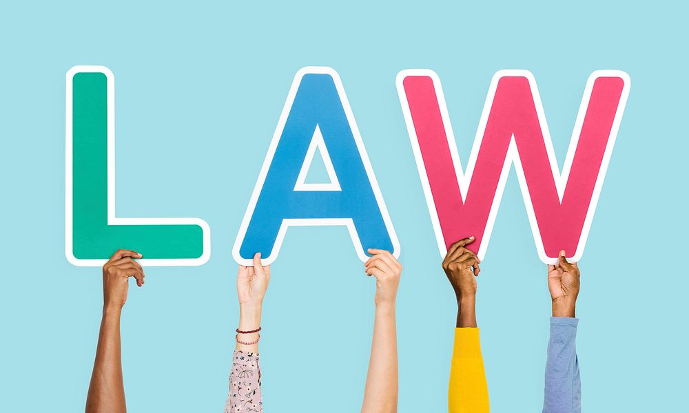 Colorful letters forming the word law