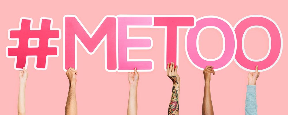 Pink letters forming the word #metoo