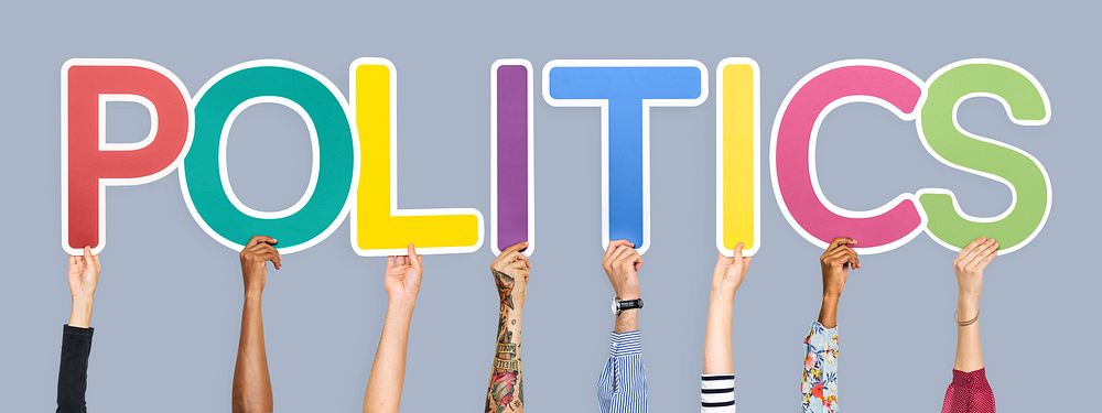 Colorful letters forming the word politics
