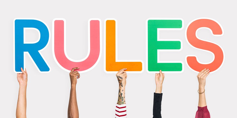 Colorful letters forming the word rules