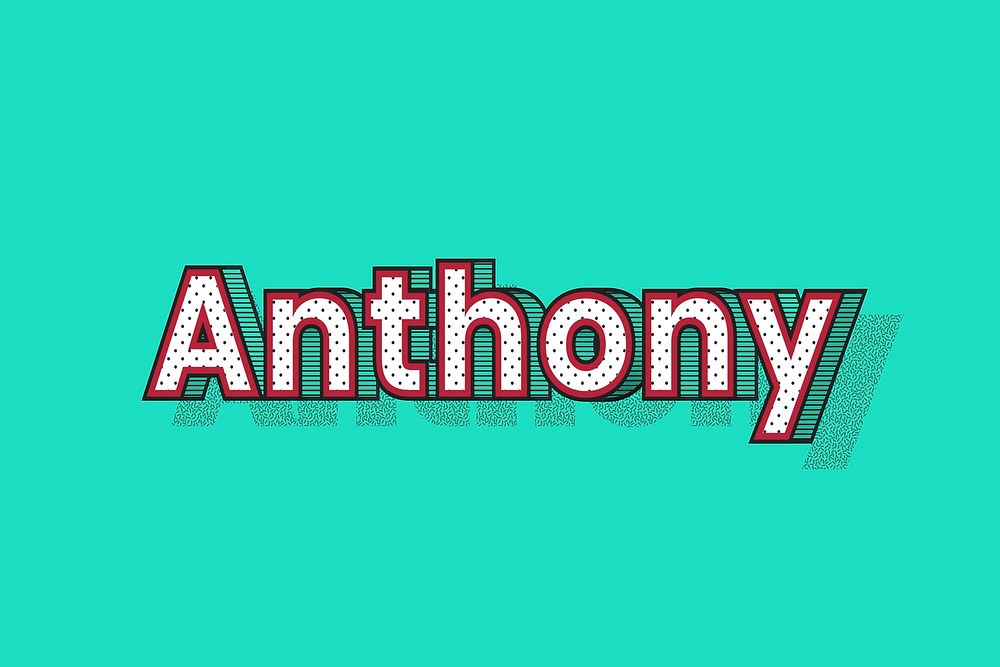 Polka dot Anthony name lettering retro typography