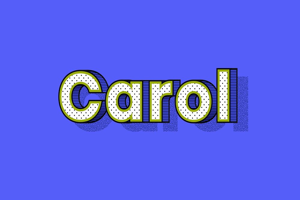Polka dot Carol name text retro typography