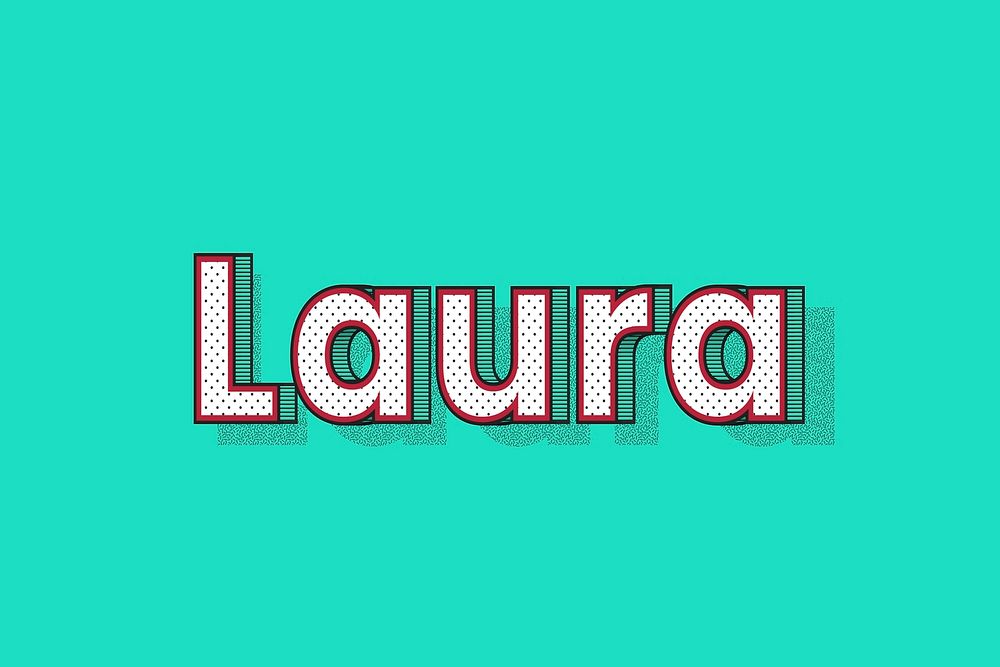 Polka dot Laura name lettering retro typography