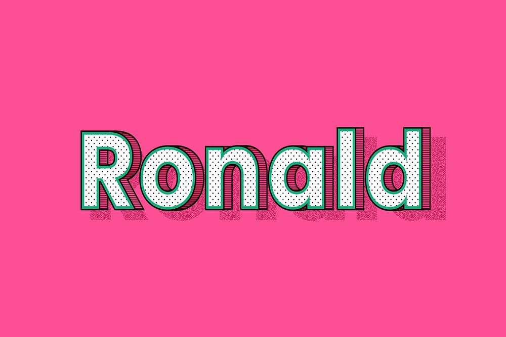 Polka dot Ronald name text retro typography