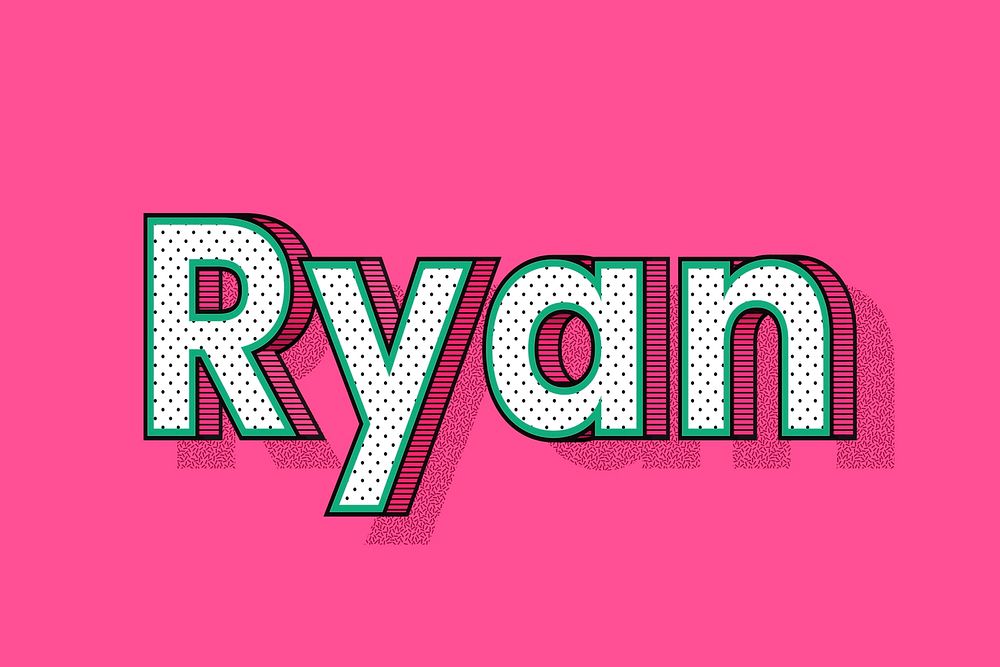 Male name Ryan typography lettering