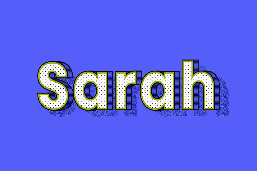 Polka dot Sarah name text retro typography