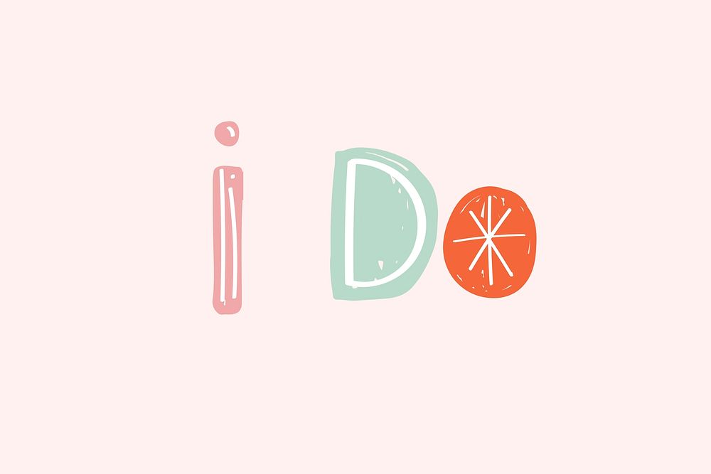 I do typography colorful doodle text