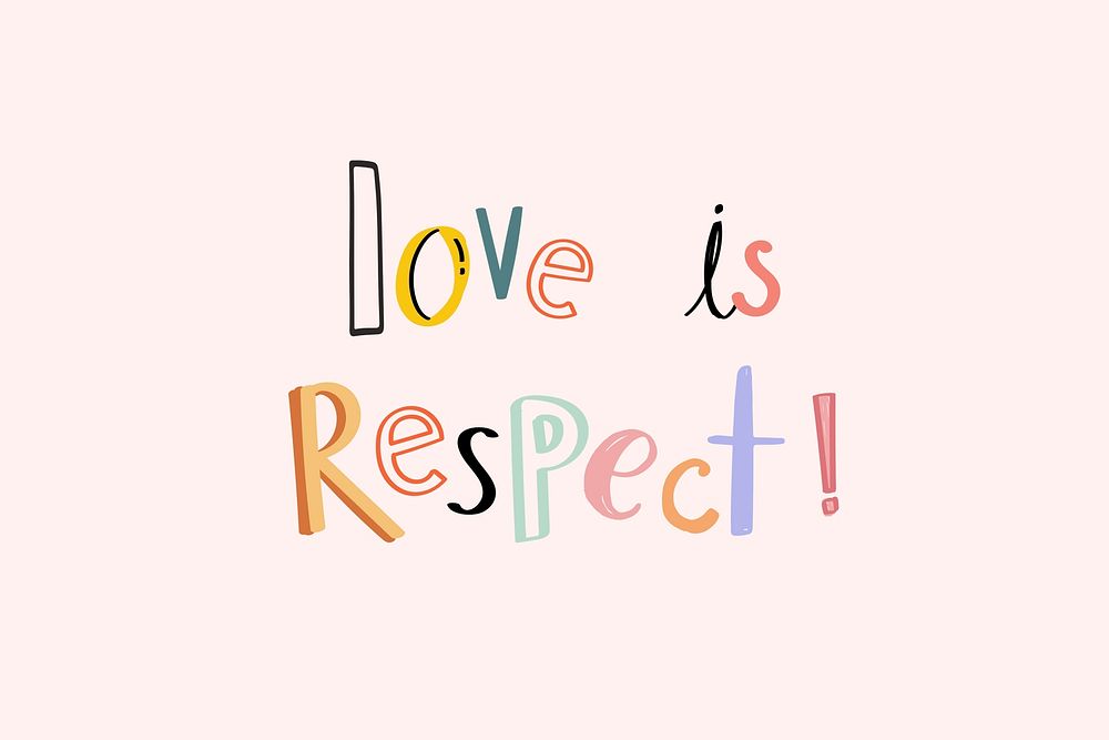 Love is respect typography doodle text