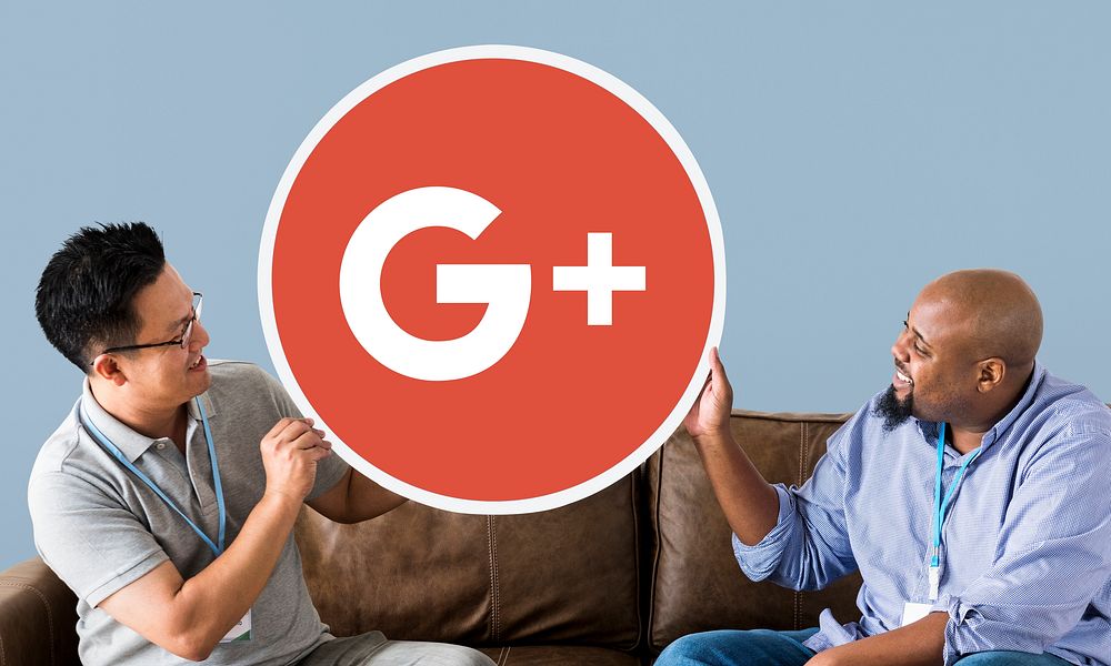 People holding a Google Plus icon
