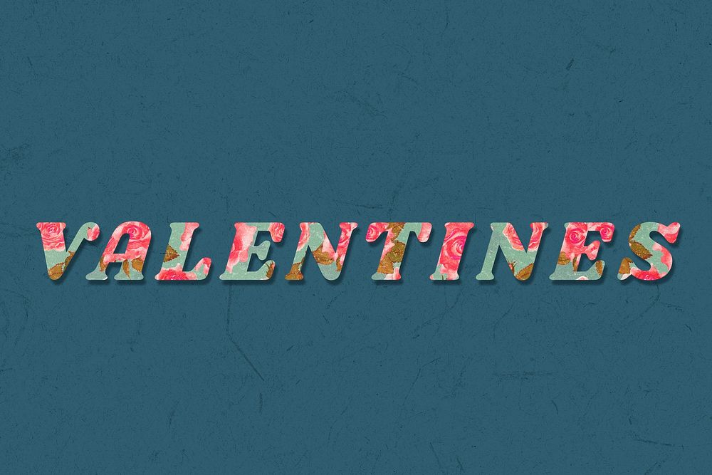 Floral Valentines italic retro typography