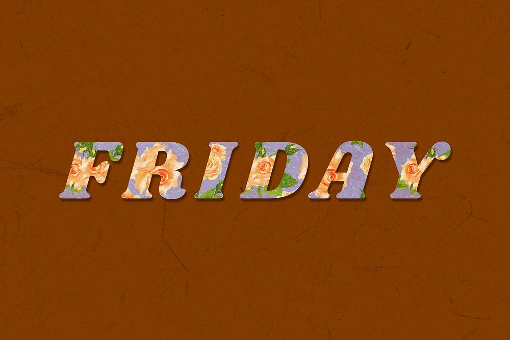 Friday floral pattern font typography