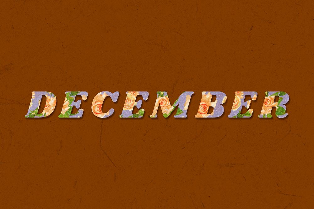 Colorful December month text