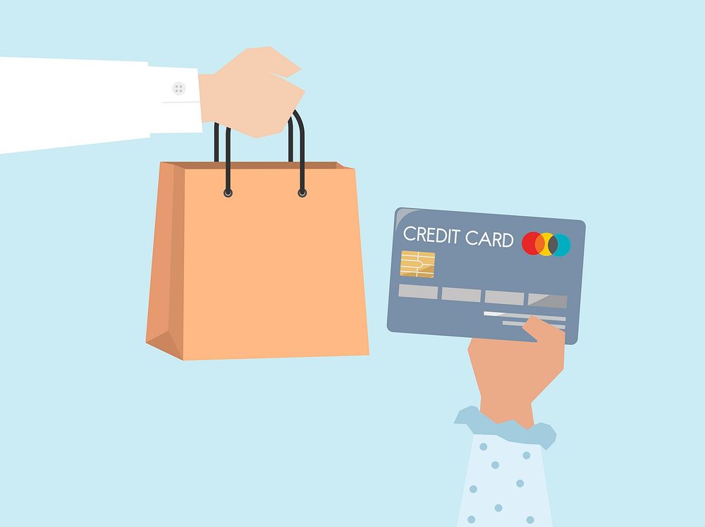 Shopper paying by credit card illustration