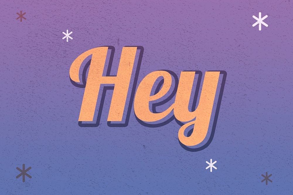 Hey text magical star feminine typography