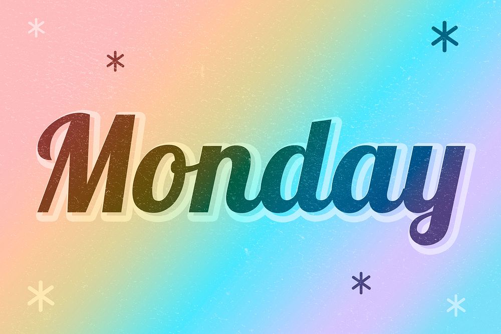 Monday word colorful star patterned typography